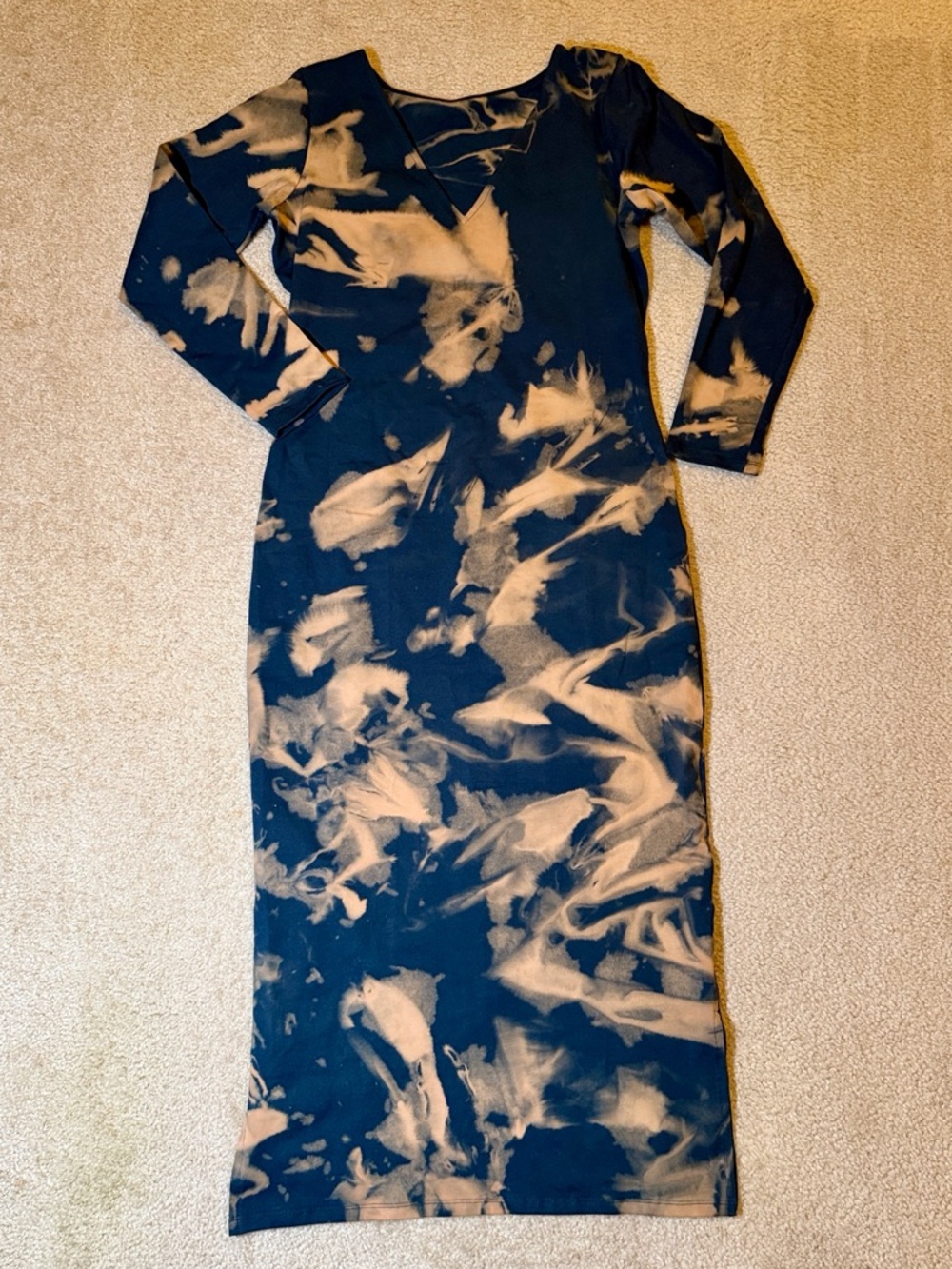 Manners London Reversible V-neck Midi Dress in Acid Wash, XXL, New/Unworn